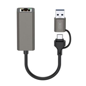 ADAPTADOR DE RJ45 USB A TIPO C HUB018 NEGRO XO