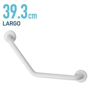 ASA DE BAÑO ANGULAR BLANCA INOX 304 BENOTTI 2.5X39.3CM