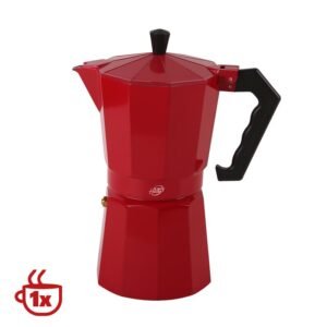 CAFETERA ALUMINIO 1 TAZA ROJA LARRYHOUSE