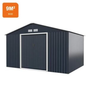 CASETA DE METAL PUERTAS CORREDERAS ANTRACITA AIRMEC 303x301x214 CM (9 M2)