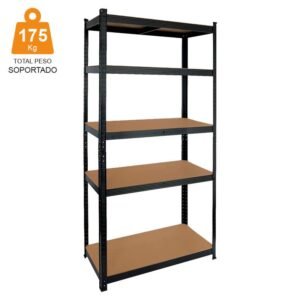 ESTANTERIA NEGRA 5 BALDAS 175 KGS AIRMEC 90X40X180 CM