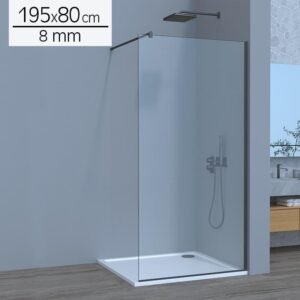 MAMPARA DUCHA PANEL 1 HOJA CRISTAL FIJO NEGRA BERLIN BENOTTI (195X80 8MM)