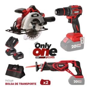 PACK TALADRO + SIERRA CIRCULAR + SIERRA SABLE 20V ONLY ONE AICER (2X 4.0AH)