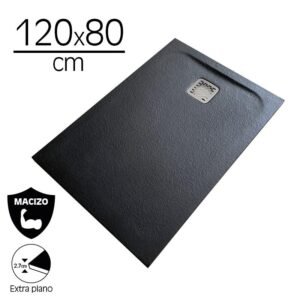 PLATO DUCHA CARGA MINERAL NEGRO SERIE RIVER BENOTTI (120X80X2.7CM)